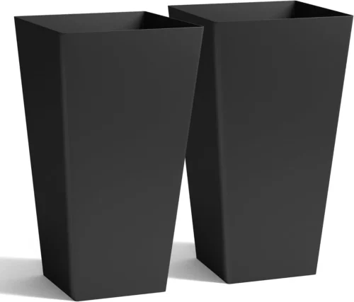 Alternative view of Garden 20 Tall Planters Set of 2, Large Black Tapered Plastic Flower Pots for Indoor & Outdoor Use
