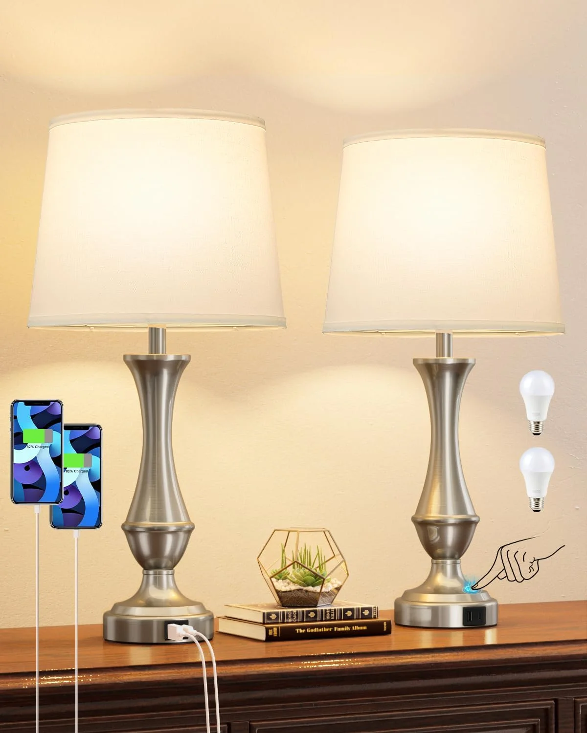 Touch Lamps for Nightstand, Dimmable, Bulb Included - Image 7