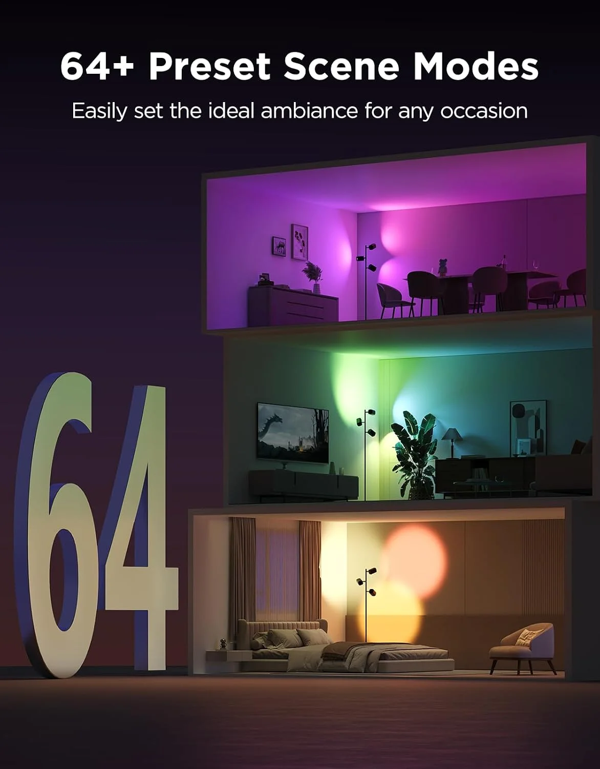 Tree Floor Lamp with 3 Rotatable Lights - Image 6