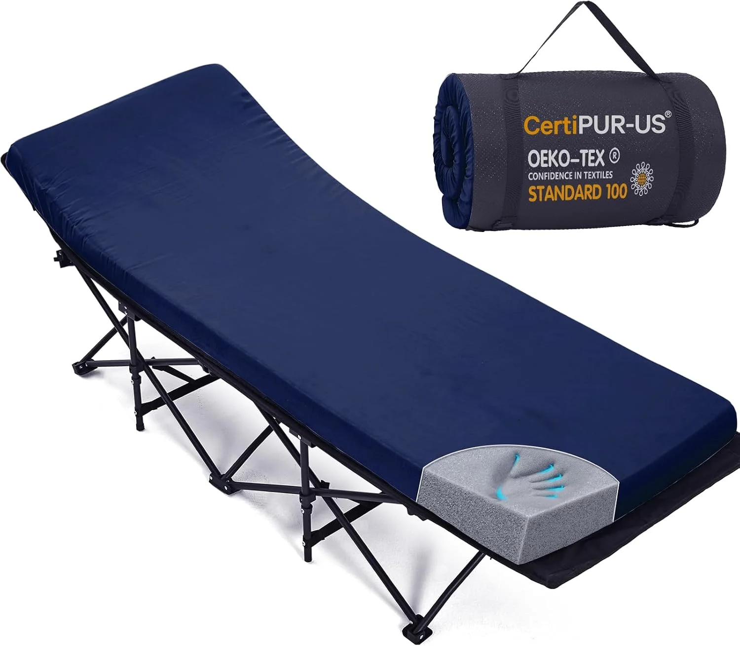Camping Cot Pad 2 Inch Memory Foam, Camping Pad for Folding Cot and Foldable Cot, Portable Roll Up Camp Gear for - Image 3