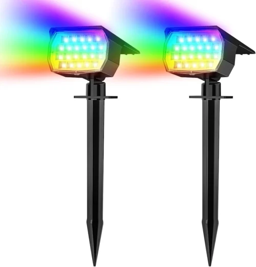 Alternative view of Solar Spot Lights Outdoor Waterproof IP65, 12 Pack Landscape Spotlights with 46 LEDs, 3 Modes Auto On/Off Solar