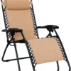 Basics Zero Gravity Lounge Chair with Pillow, Foldable Outdoor Reclining Chair for Patio and Beach