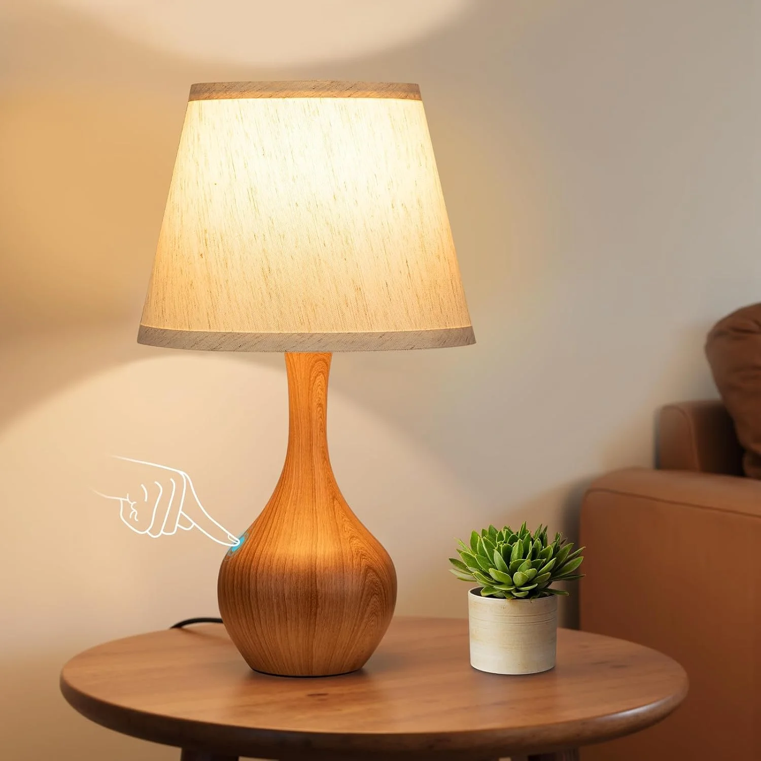 Touch Table Lamp, Dimmable, Bulb Included, Wood-Paint Desk Lamp for Kids Room - Image 5