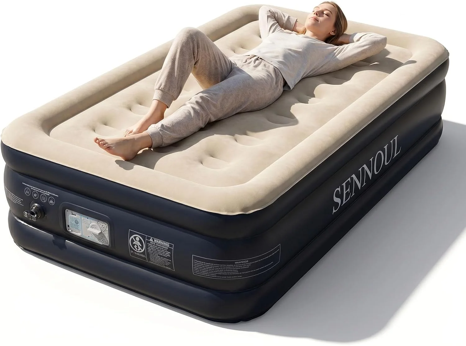Air Mattress Queen with Built in Pump, Inflatable Mattress Blow Up Mattress 18 Raised Comfort - Image 4