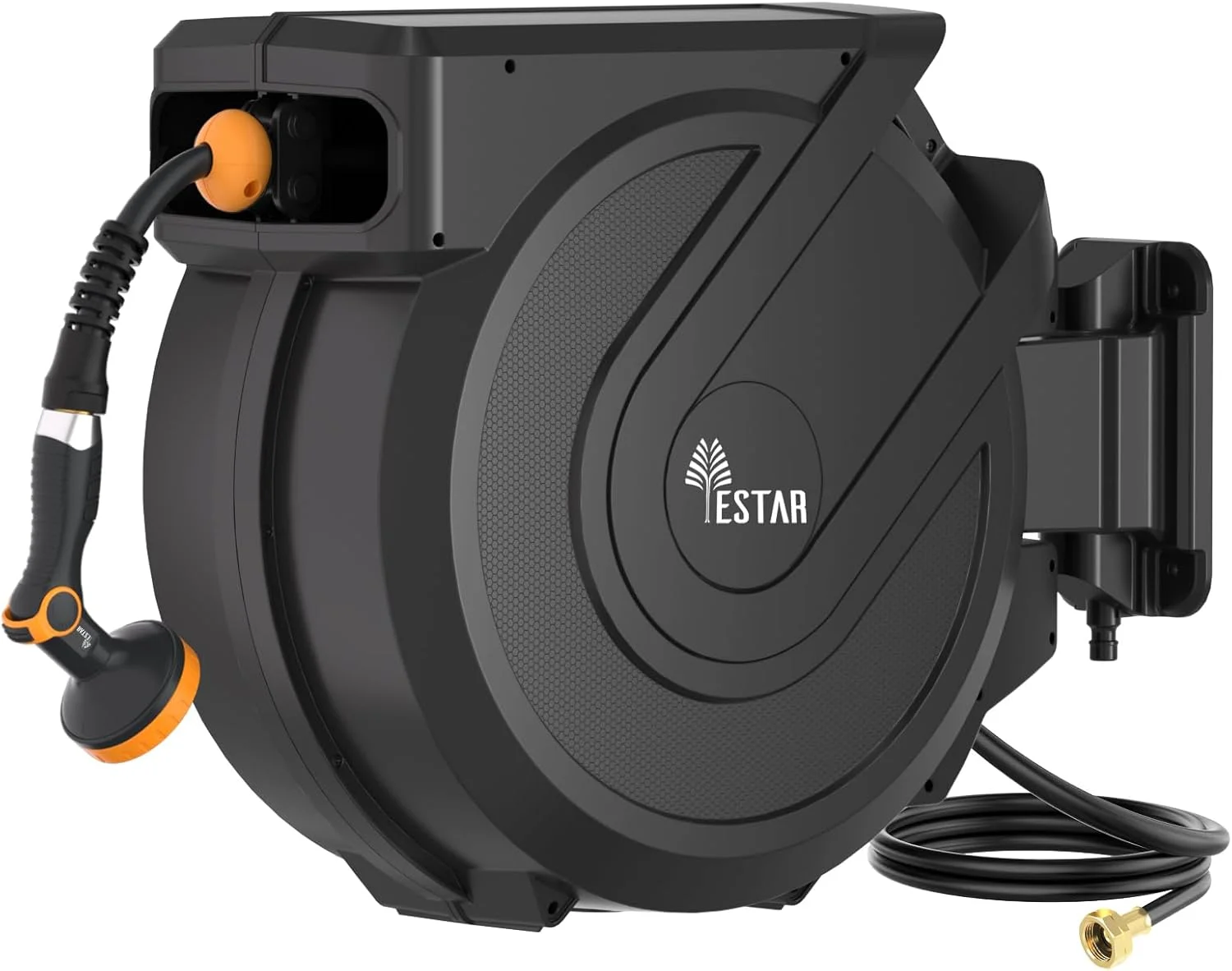 Garden Hose Reel 5/8 in x100 ft, Heavy Duty Wall Mounted Hose Reel with 10- Function Sprayer Nozzle - Image 2