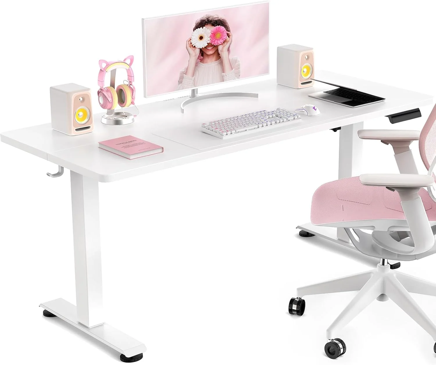 55 Inch Large Electric Standing Desk, Gaming Table, Height Adjustable Sit Stand Up Computer Tables for Home Office - Image 7