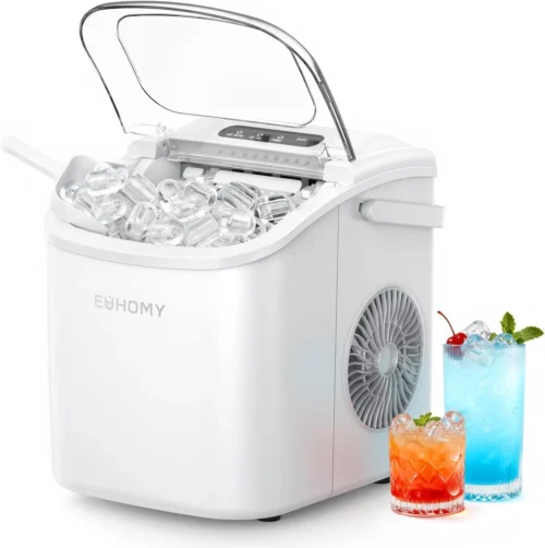 Alternative view of Countertop Ice Maker Machine with Handle, 26lbs in 24Hrs, 9 Ice Cubes Ready in 6 Mins, Auto-Cleaning Portable Ice