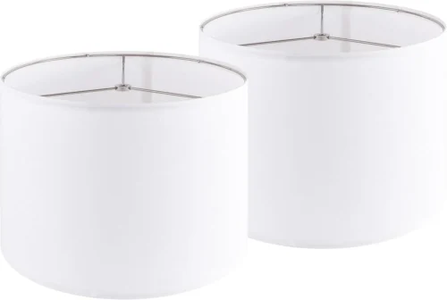 Fabric Drum Lamp Shade with Embroidered Leaf Trim 13 Top x 13 Bottom x 10 High (Spider) Set of 2 Medium Lamp