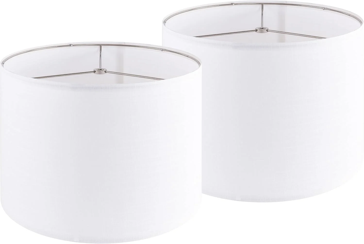 Fabric Drum Lamp Shade with Embroidered Leaf Trim 13 Top x 13 Bottom x 10 High (Spider) Set of 2 Medium Lamp