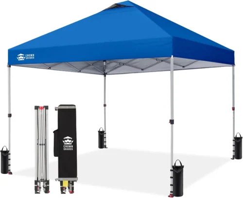 SHADES 10x10 Pop Up Canopy, Patented CenterLok One Push Tent Canopy, 8 Stakes, 4 Ropes (10x10