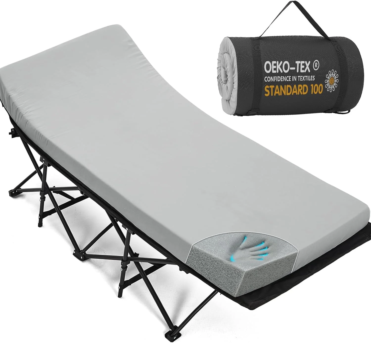 Camping Cot Pad 2 Inch Memory Foam, Camping Pad for Folding Cot and Foldable Cot, Portable Roll Up Camp Gear for - Image 11