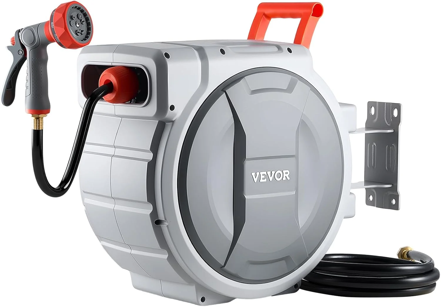 Nook Retractable Garden Hose Reel, 1/2 in x 50 ft, Wall Mounted Hose Reel with 9-Function Sprayer Nozzle and 180?? - Image 5
