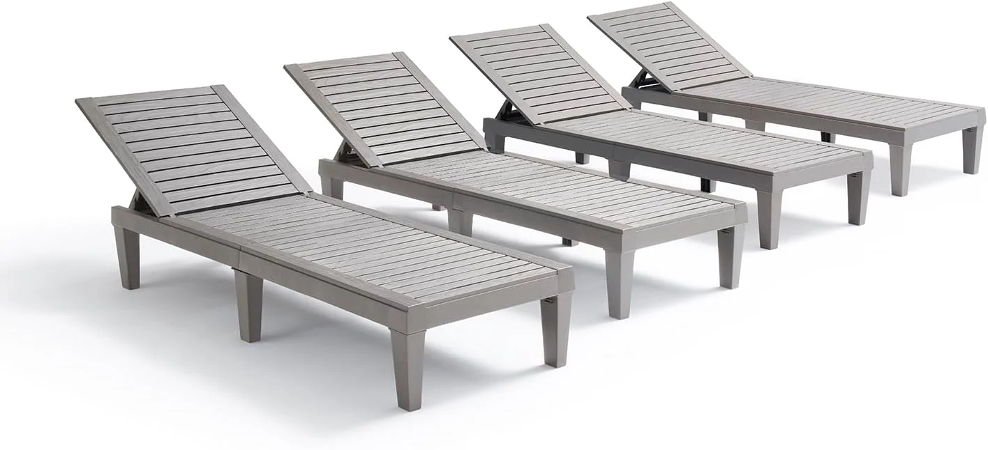 Lounge Chair Outdoor, Tanning Chair, Chaise Lounge Outdoor Set of 2, 5 Adjustable Positions - Image 10