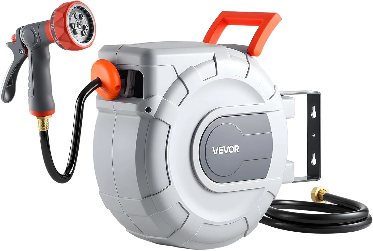 Nook Retractable Garden Hose Reel, 1/2 in x 50 ft, Wall Mounted Hose Reel with 9-Function Sprayer Nozzle and 180?? - Image 4