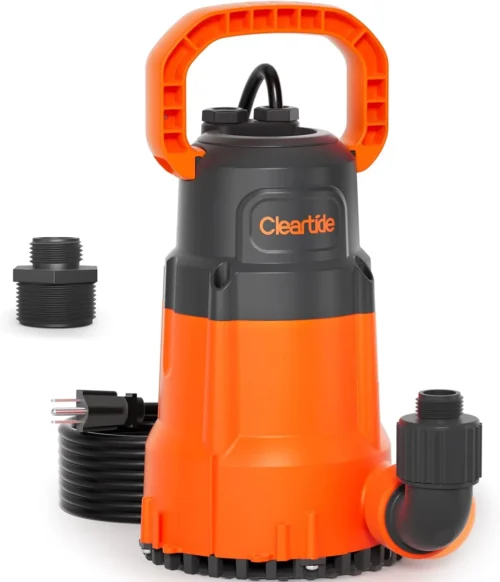 1/3 HP Submersible Utility Pump, 2790 GPH High Flow, Portable Sump Pump with Auto Water Sensor