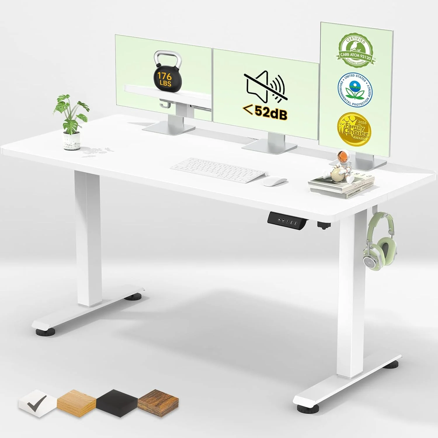 55 Inch Large Electric Standing Desk, Gaming Table, Height Adjustable Sit Stand Up Computer Tables for Home Office - Image 11