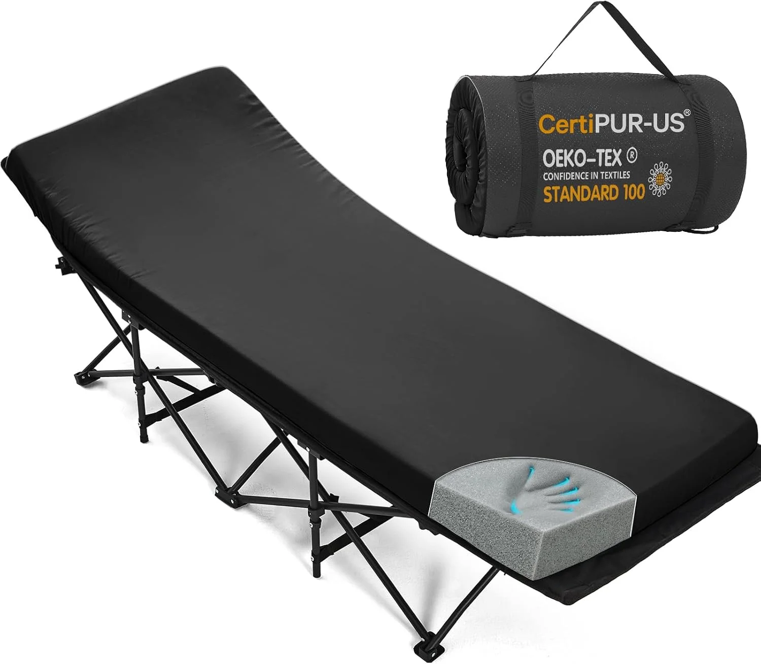 Camping Cot Pad 2 Inch Memory Foam, Camping Pad for Folding Cot and Foldable Cot, Portable Roll Up Camp Gear for - Image 4