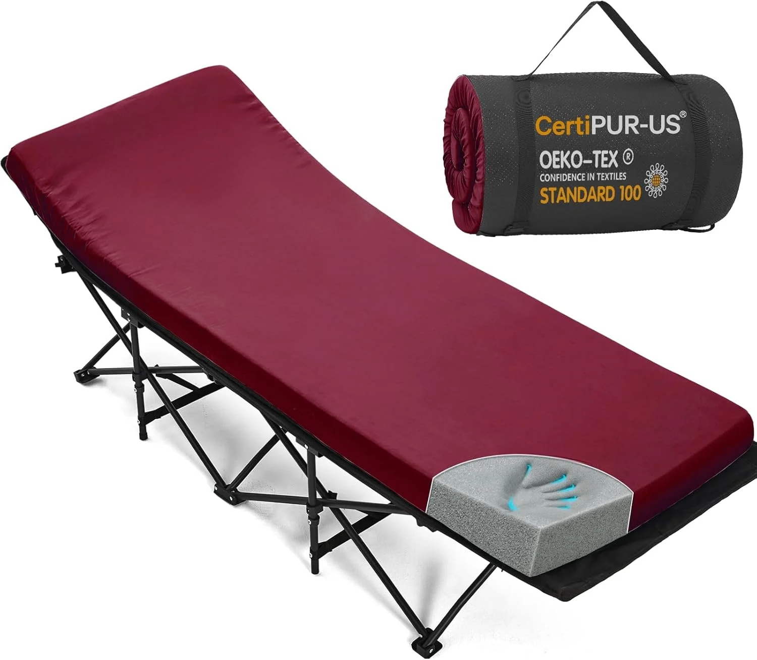 Camping Cot Pad 2 Inch Memory Foam, Camping Pad for Folding Cot and Foldable Cot, Portable Roll Up Camp Gear for - Image 14