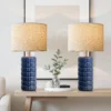 23 Modern Ceramic Table Lamp Set of 2, Farmhouse Bedside Night Stands Lamp for Bedroom