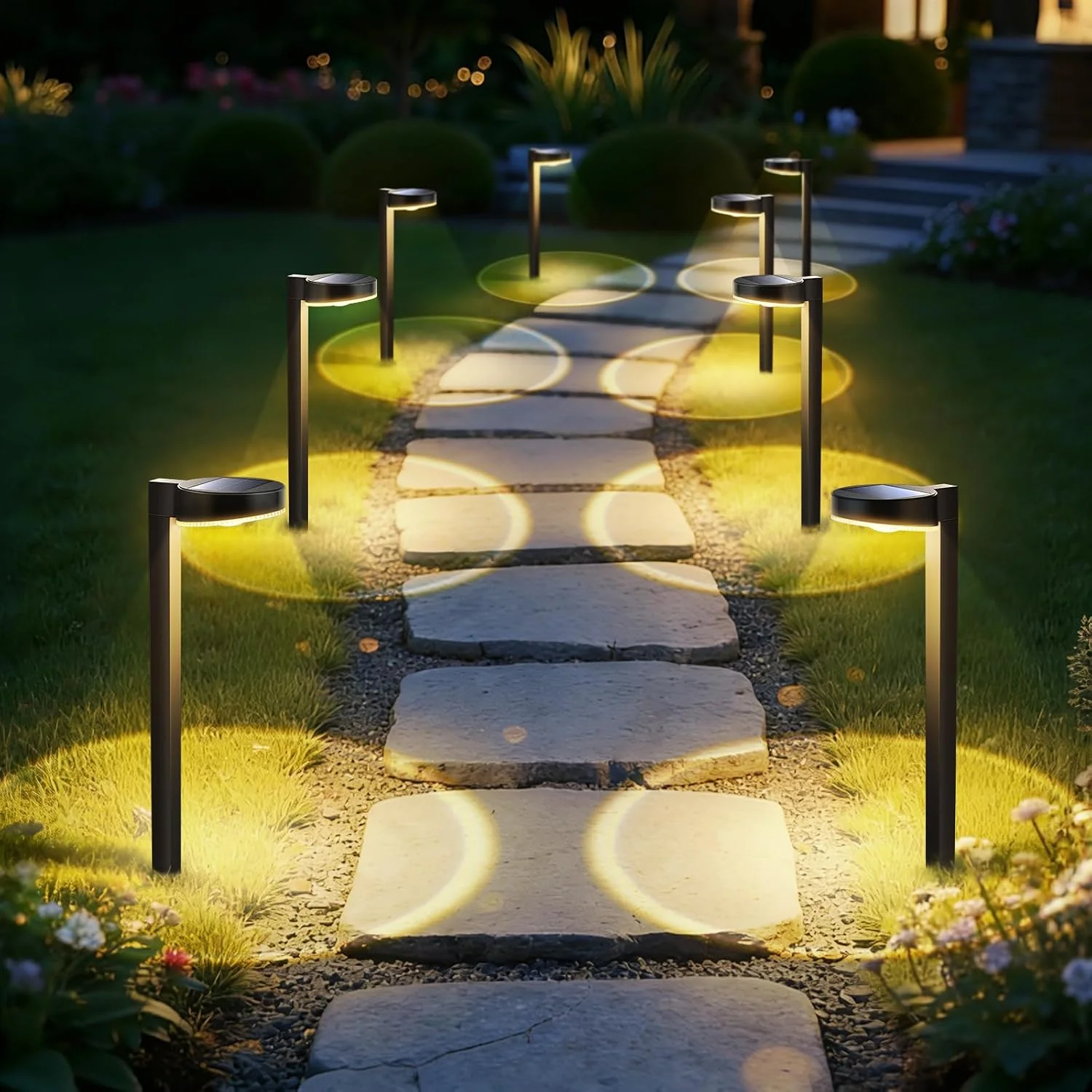12 Pack Solar Pathway Lights Outdoor, 3 Color Temperatures Selectable CCT, Focused Ground Spot Lens, Brighter Up - For Home Projects - Image 3
