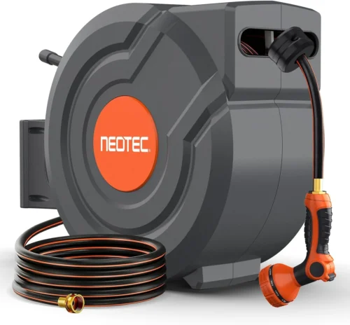 in 100ft Retractable Garden Hose Reel with Any-Length Lock Slow Auto Rewind Heavy Duty Water Hose Reel With