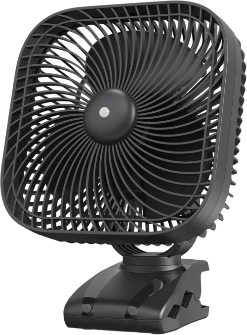 20000mAh Rechargeable Portable Clip-on Fan, Battery Operated, Last 78 Hrs, 4 Speeds with Light & Hook