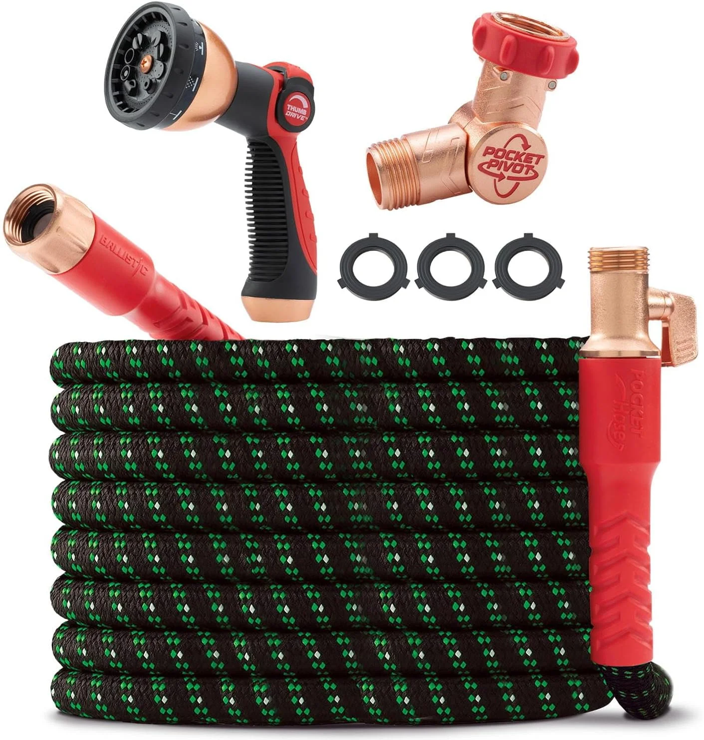 Hose Ballistic Double UV Edition 100 FT Expandable Garden Hose w/Pocket Pivot Swivel Connector - Image 3