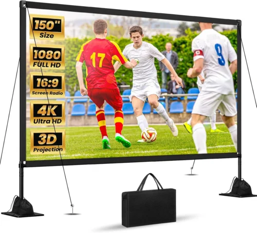 Nook Projector Screen with Stand: Portable Projector Screen Outdoor Indoor Front/Rear16: 9 4K HD with Carry Bag