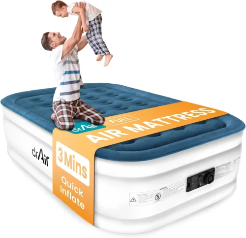 Alternative view of air Queen Air Mattress with Built-in Pump, 18 Raised Blow Up Mattress, 800 lbs Max Honeycomb Air Bed