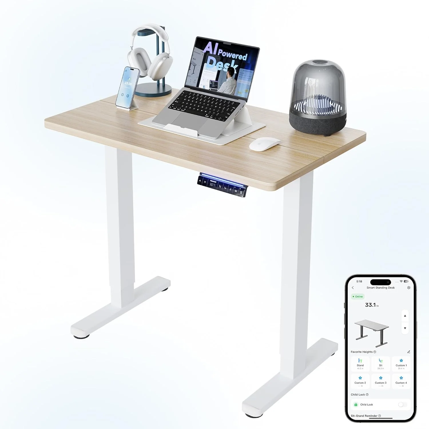 32 Small Electric Standing Desk Adjustable Height, 4 Memory Height Settings - Image 23