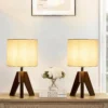 Set of 2 Tripod Table Lamps, Dimmable, Boho Modern Nightstand Lamps for Bedroom Living Room Office