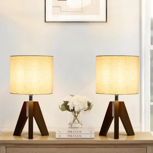 Set of 2 Tripod Table Lamps, Dimmable, Boho Modern Nightstand Lamps for Bedroom Living Room Office