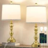 23'' Farmhouse Table Lamps for Living Room Set of 2 with USB C+A Ports, 3-Color Temperature, Bulb Included