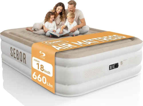 Air Mattress with Built-in Pump, Comfortable Self-Inflating Air Mattress with High-Speed Pump, 18 Twin XL)