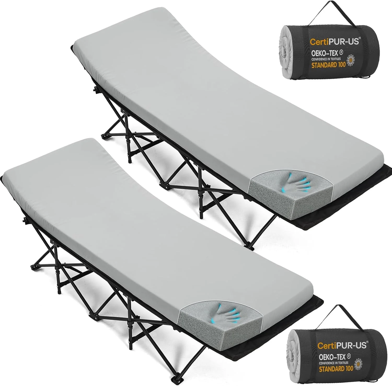 Camping Cot Pad 2 Inch Memory Foam, Camping Pad for Folding Cot and Foldable Cot, Portable Roll Up Camp Gear for - Image 7