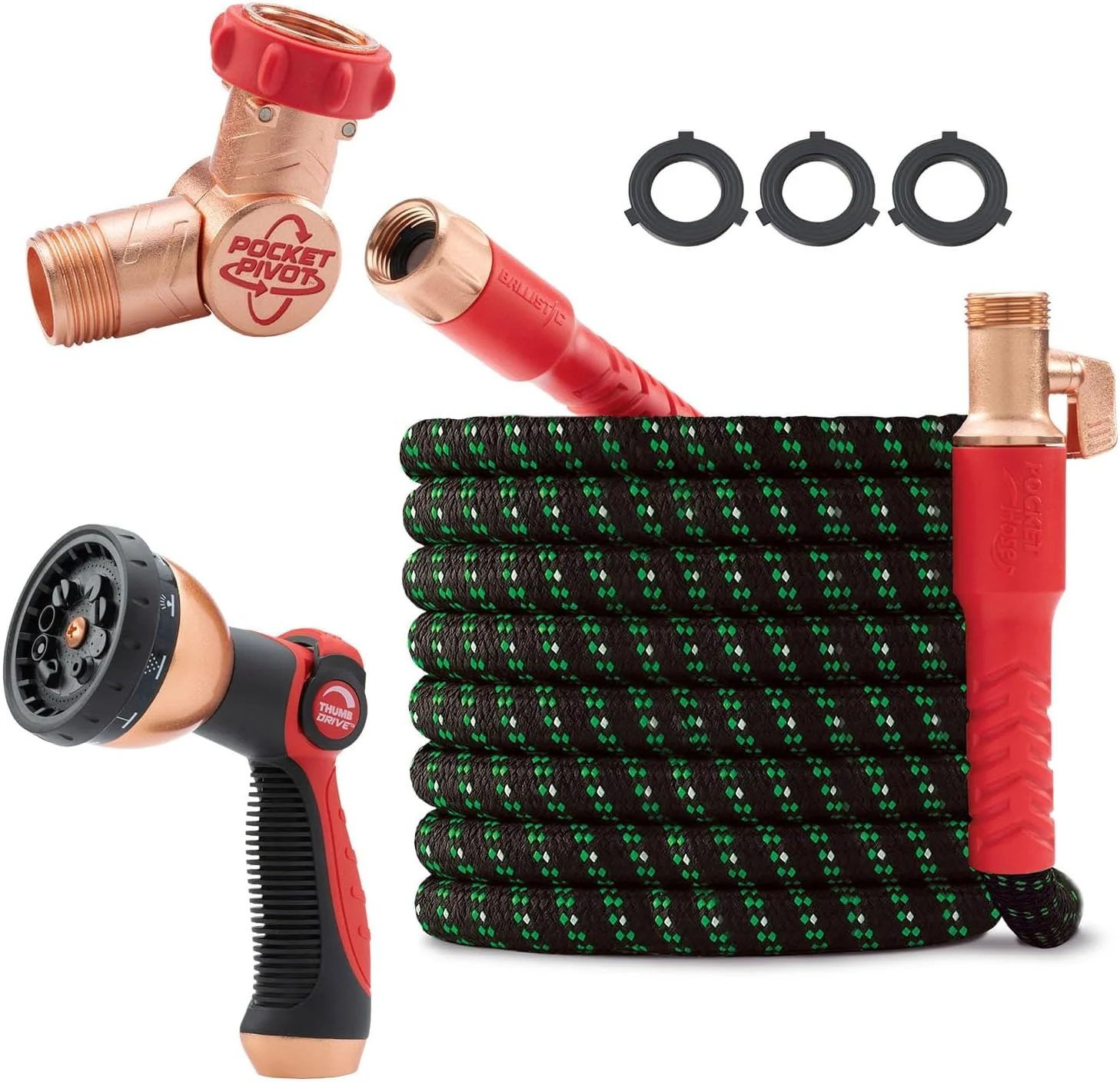 Hose Ballistic Double UV Edition 100 FT Expandable Garden Hose w/Pocket Pivot Swivel Connector - Image 4