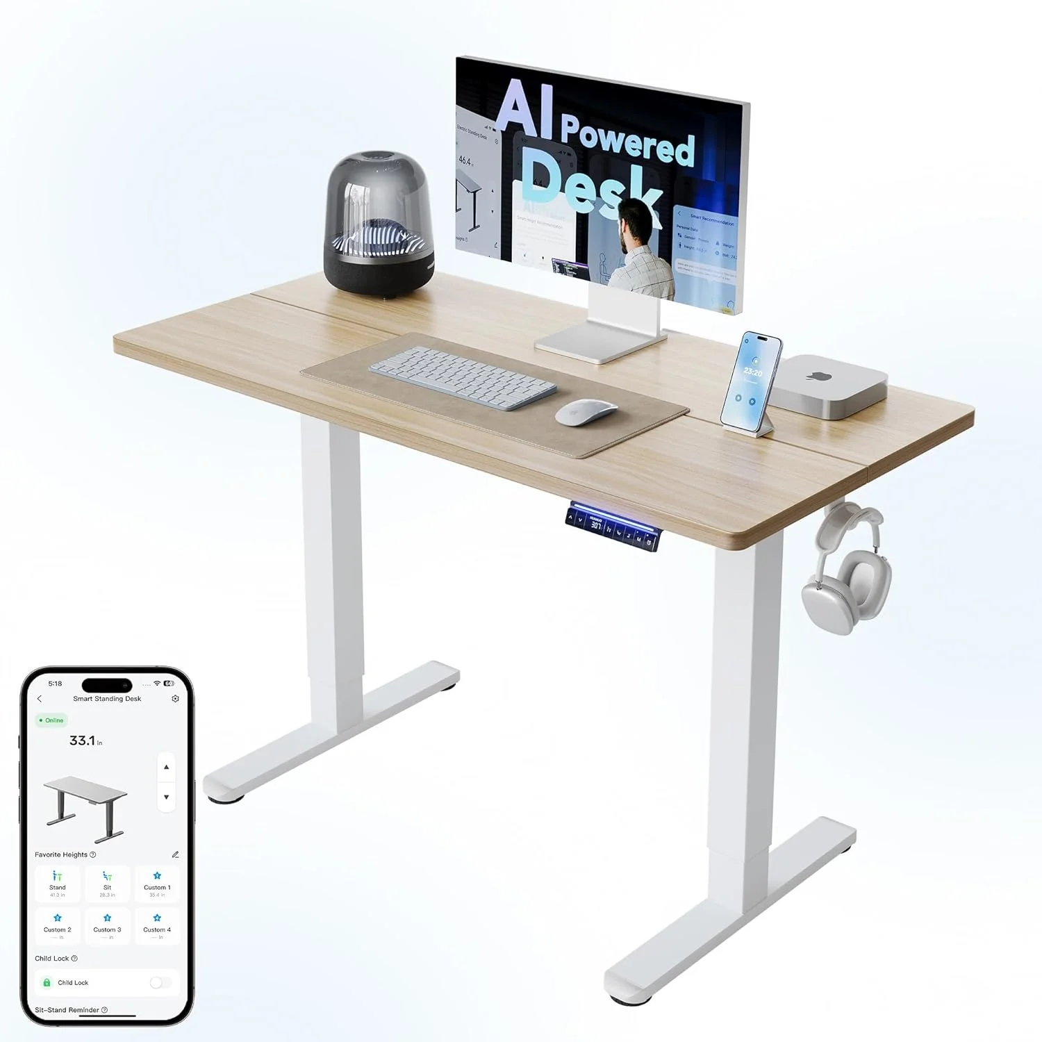 32 Small Electric Standing Desk Adjustable Height, 4 Memory Height Settings - Image 19