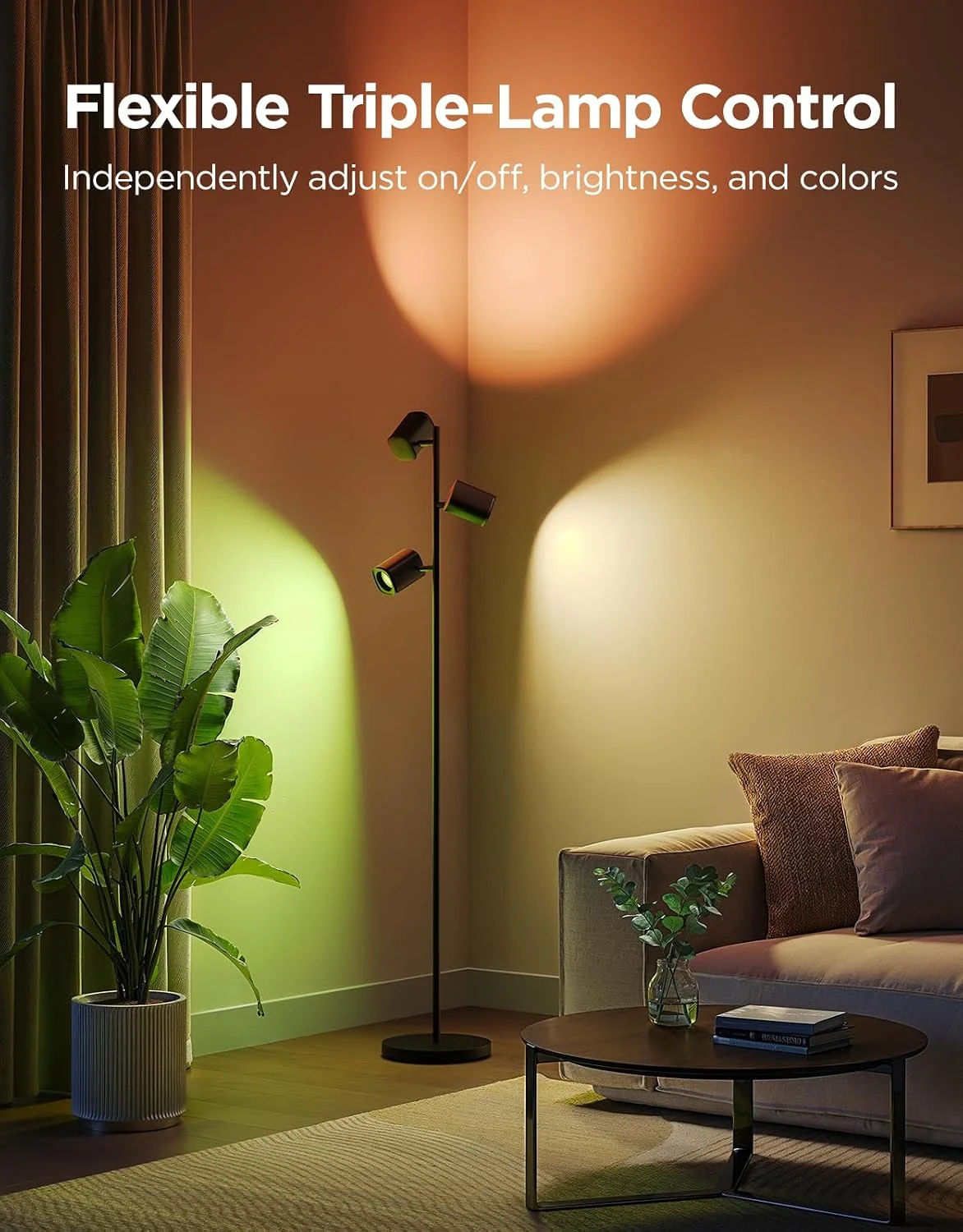 Tree Floor Lamp with 3 Rotatable Lights - Image 2