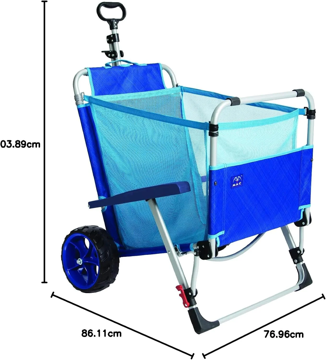Sports Beach Day Foldable Chaise Lounge Chair with Integrated Wagon Pull Cart Combination and Heavy Wheels - Image 3