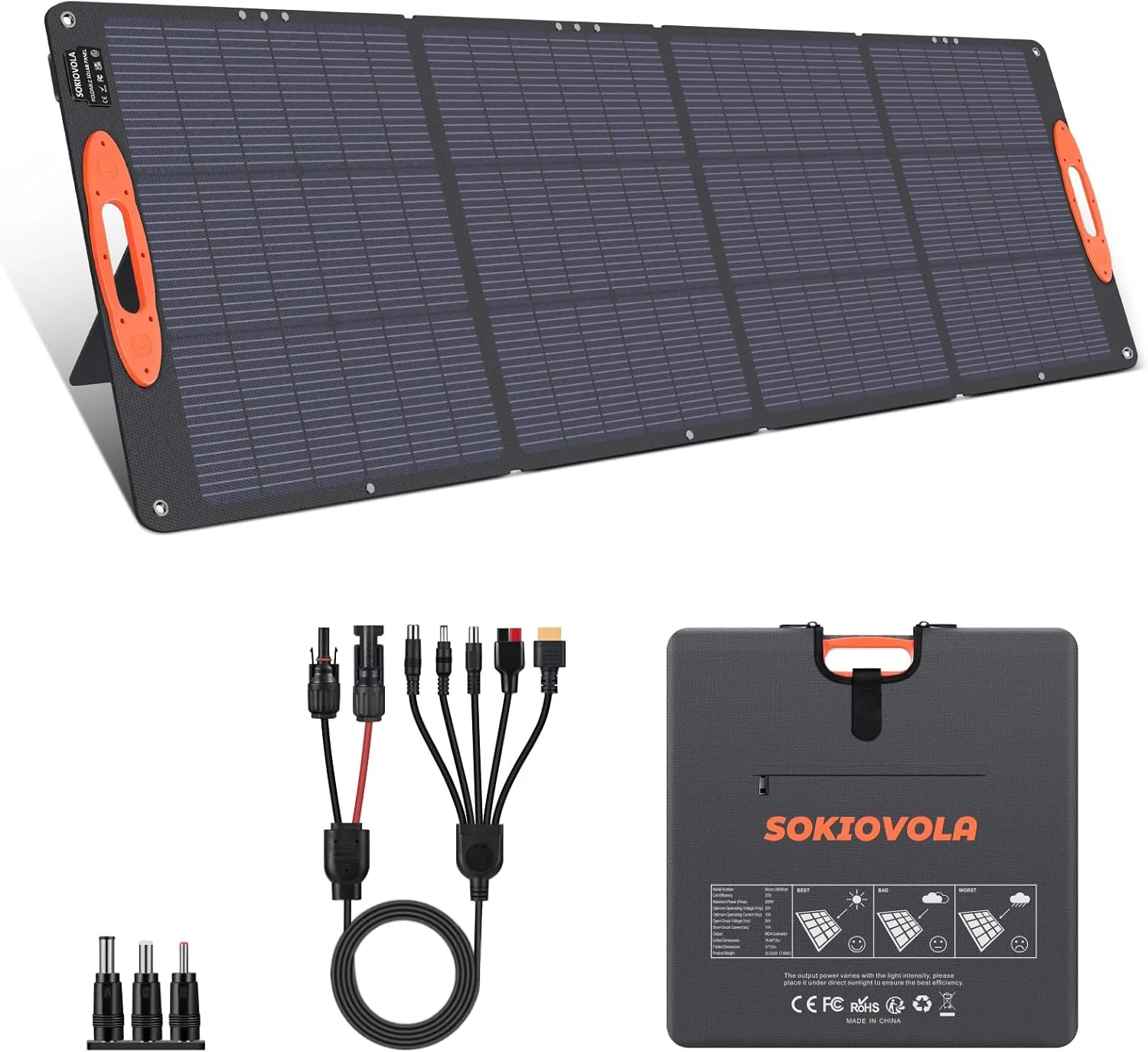 N-Type 16BB 220W Portable Solar Panel for EF/Jackery/Bluetti/Anker Power Station, IP68 Waterproof Foldable