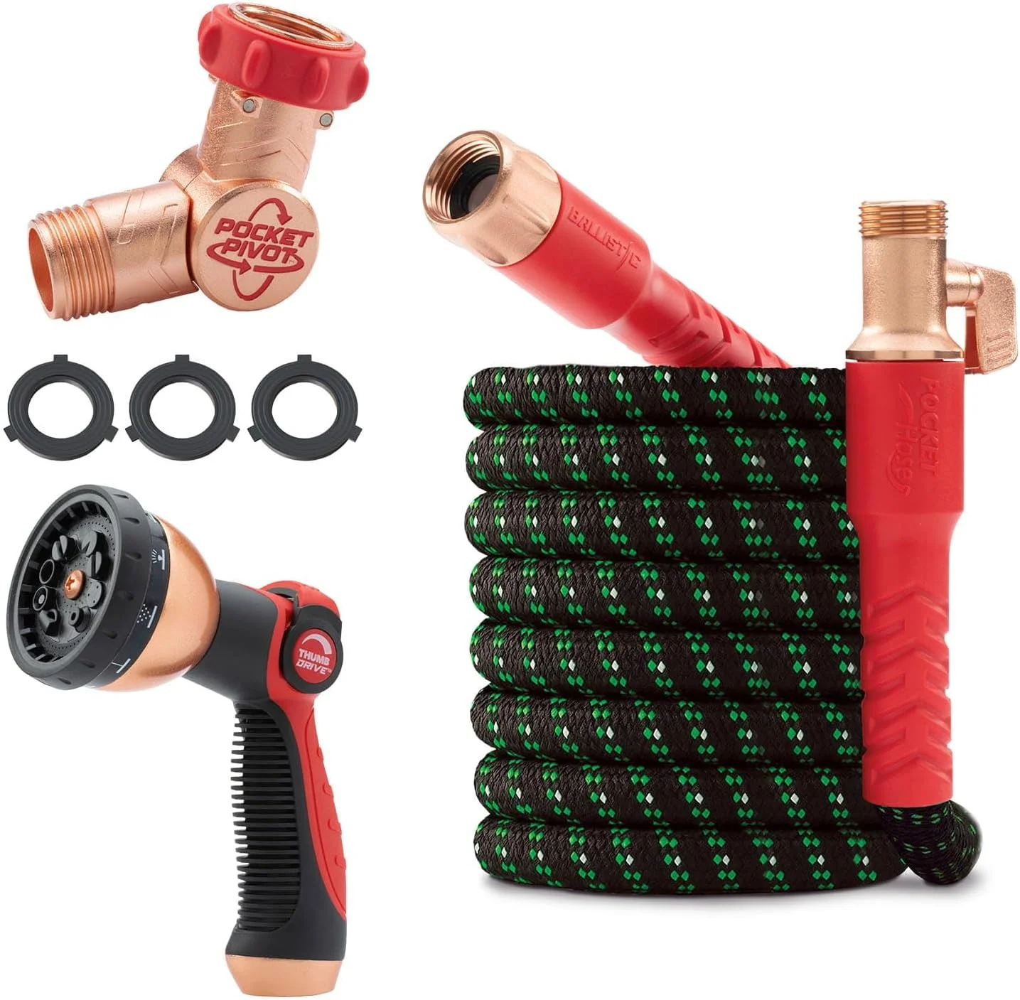 Hose Ballistic Double UV Edition 100 FT Expandable Garden Hose w/Pocket Pivot Swivel Connector - Image 2