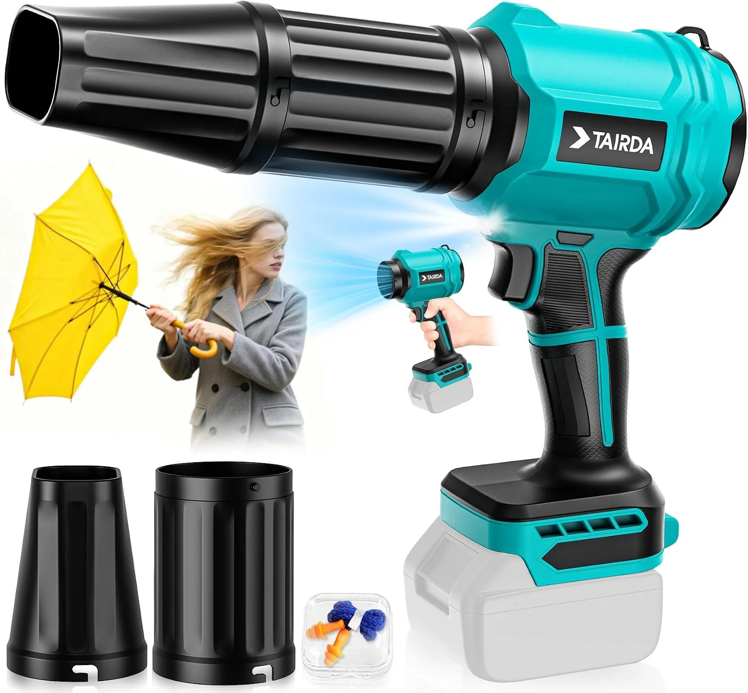 Cordless Leaf Blower Compatible for Dewalt 20V Battery(NO Battery), Mini Turbo Jet Blower with 2 Nozzles - For Yard Cleanup - Image 2