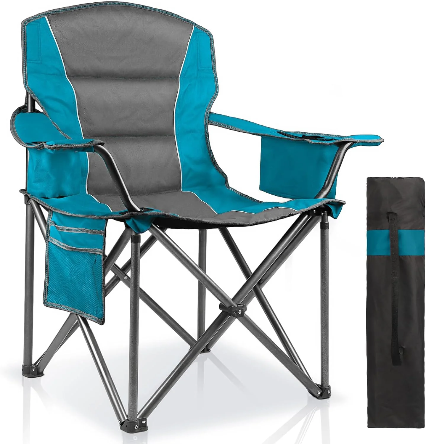 2 Pack Padded Oversized Camping Chairs for Adults, Heavy Duty Support 400 Lbs, Folding Portable Lawn Chair - Image 4