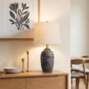 24.5 Vintage Ceramic Table Lamp Single-Rustic Boho Accent Nightstand Lamps