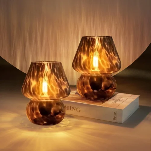 Mushroom Lamp Small Vintage Table Lamp for Bedroom Nightstand, Dimmable