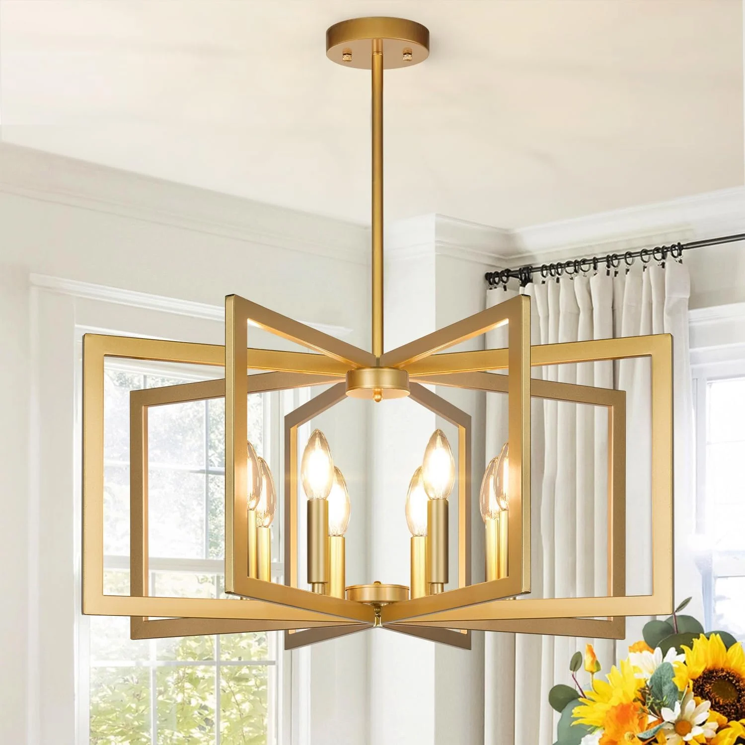 Height Adjustable Modern Matte Black Chandelier for Dining Room - Image 12