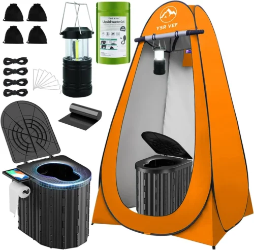 Alternative view of Toilet with Pop-Up Privacy Tent and Liquid Waste Gel, Portable Toilet for Camping with Large Tent