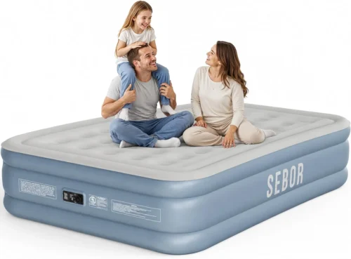 Alternative view of Air Mattress Queen with Built-in Pump 18, Comfortable Self-Inflating Blow up Mattress with High-Speed Pump
