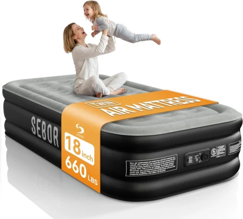 Alternative view of Air Mattress Queen with Built-in Pump 18, Comfortable Self-Inflating Air Mattress with High-Speed Pump