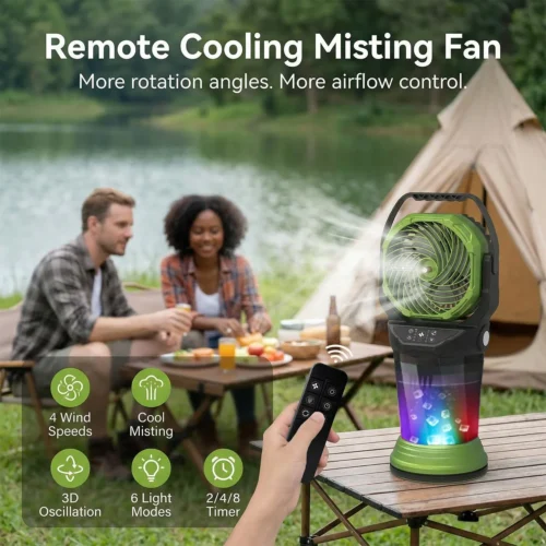 Alternative view of Nook Misting Fan with Remote, 2L Water Tank & 2 Spray Modes, 30000mAh Rechargeable Outdoor Cooling Fan